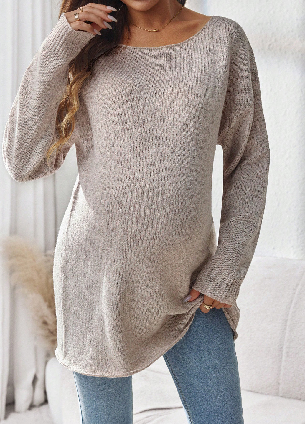 Кремовий демісезонний джемпер для вагітних джемпер SHEIN