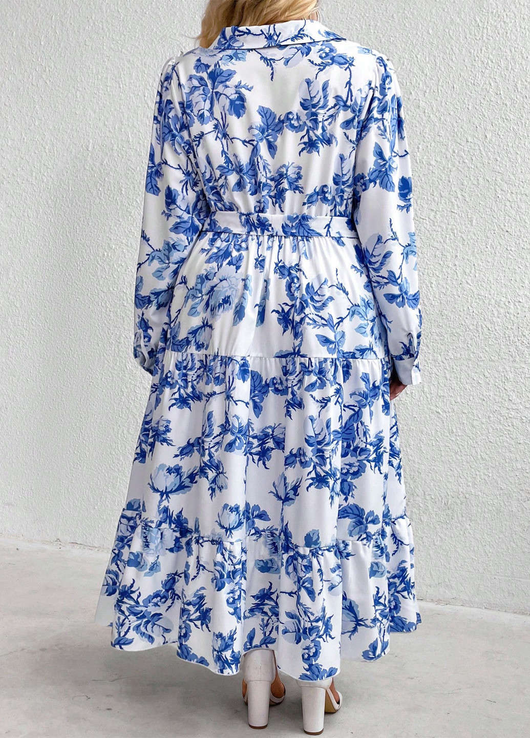 Блакитна святковий, кежуал сукня а-силует SHEIN з квітковим принтом