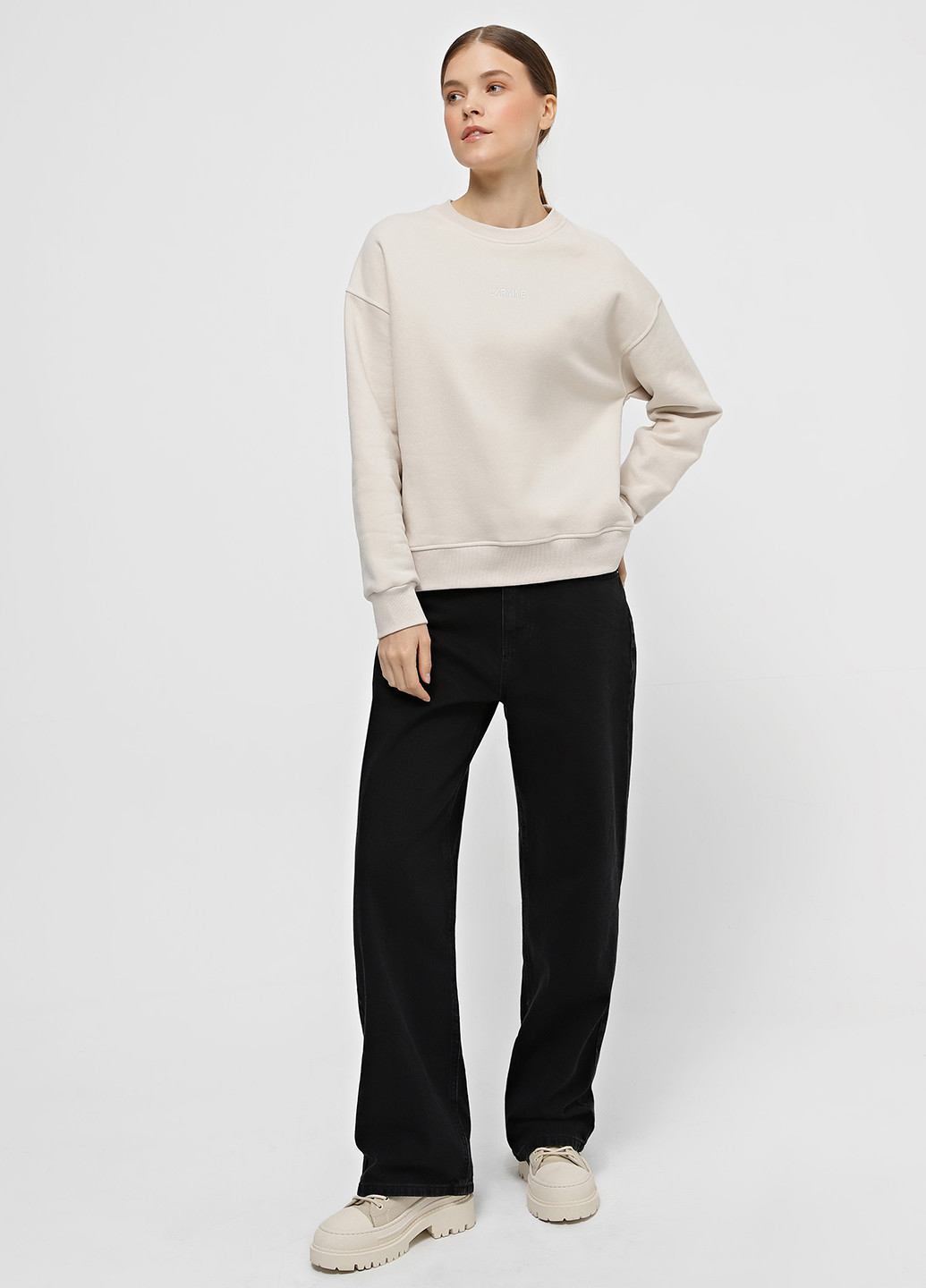 Молочный свитшот Braska однотонный без декора (327368624)