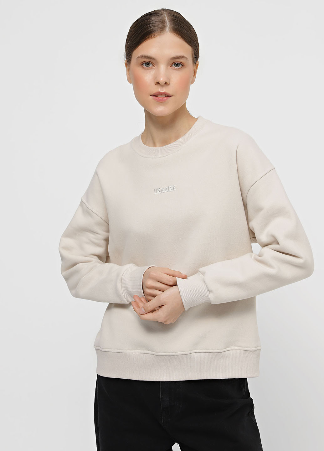 Молочный свитшот Braska однотонный без декора (327368624)