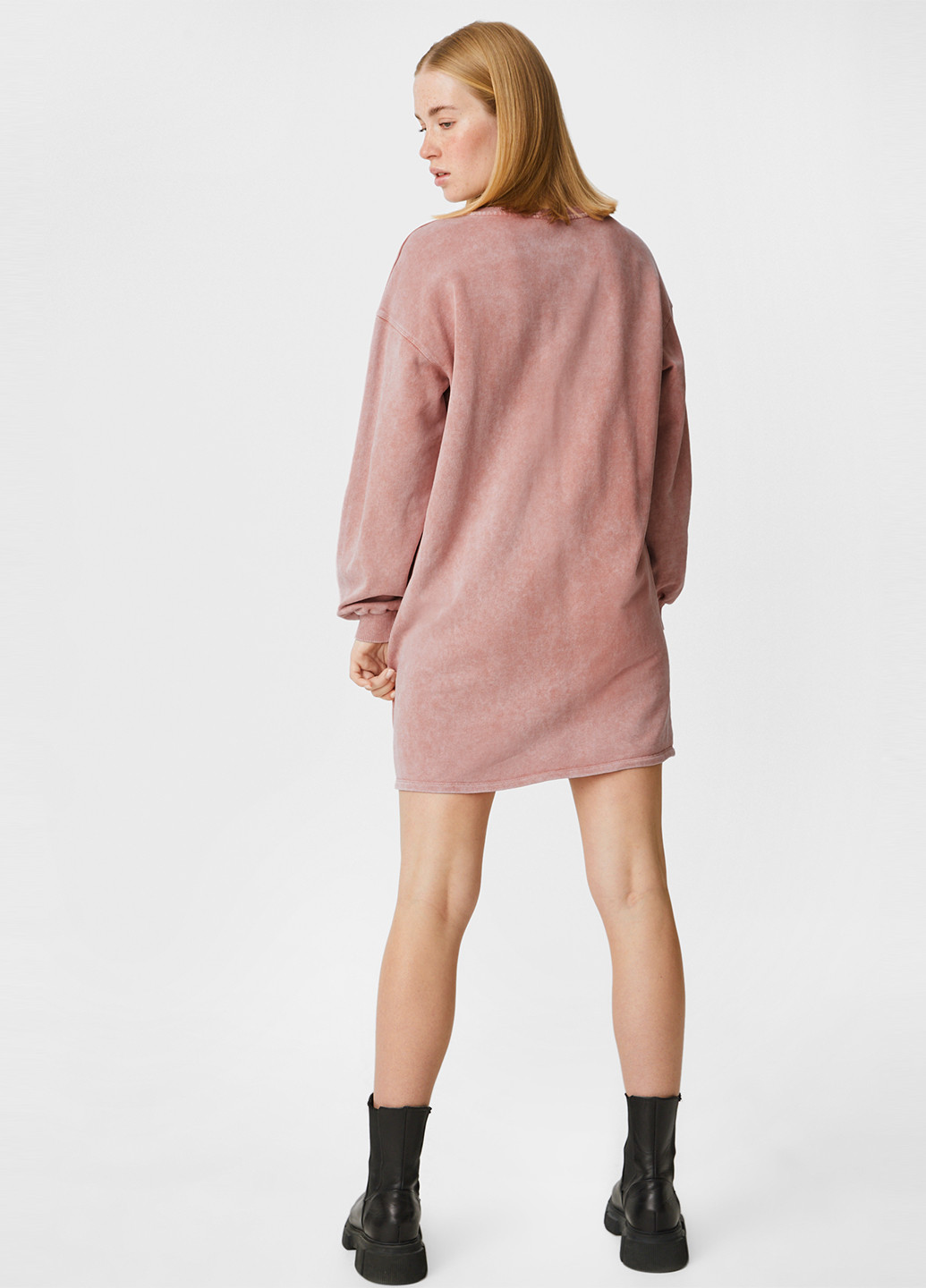 Розовое кэжуал платье платье-свитер C&A с надписью