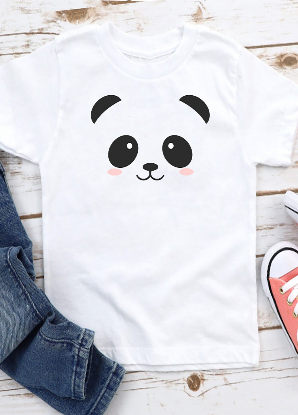 Белая демисезонная футболка детская белая panda Love&Live