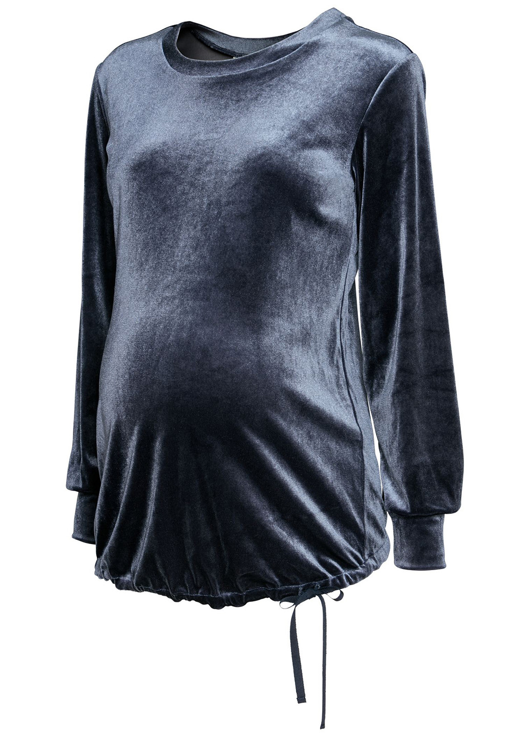 H&M свитшот для беременных однотонный темно-синий кэжуал велюр, полиэстер