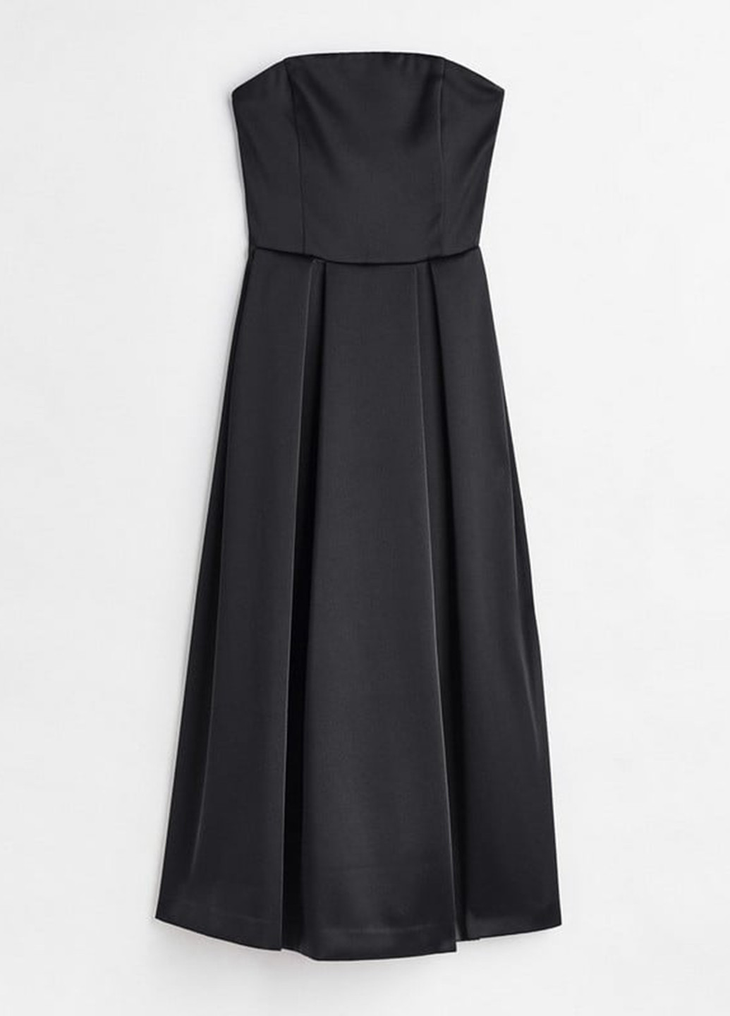 Черное коктейльное платье бандо, клеш H&M однотонное