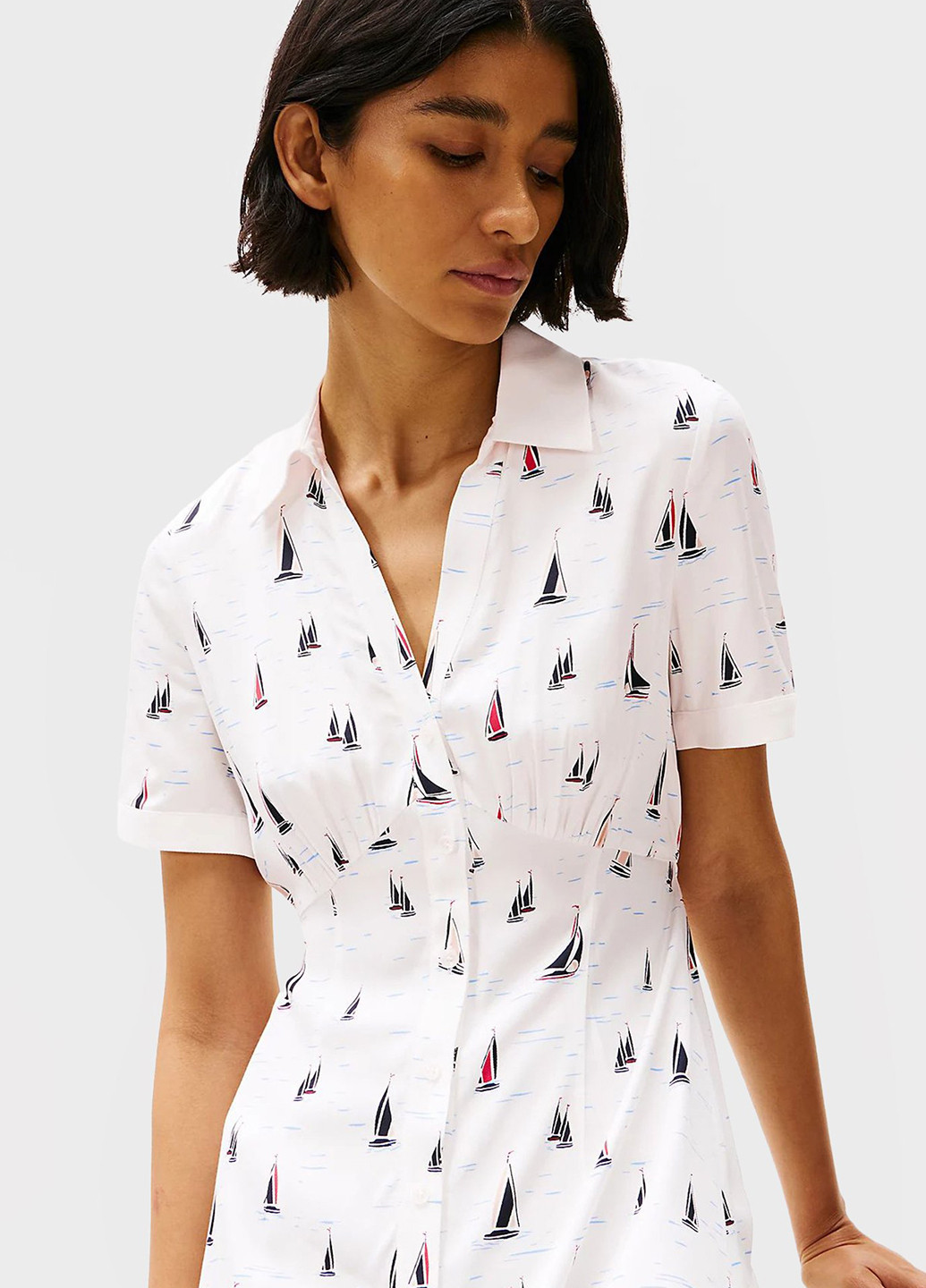 Молочна кежуал сукня кльош, в стилі армпір, сукня-сорочка Tommy Hilfiger з малюнком