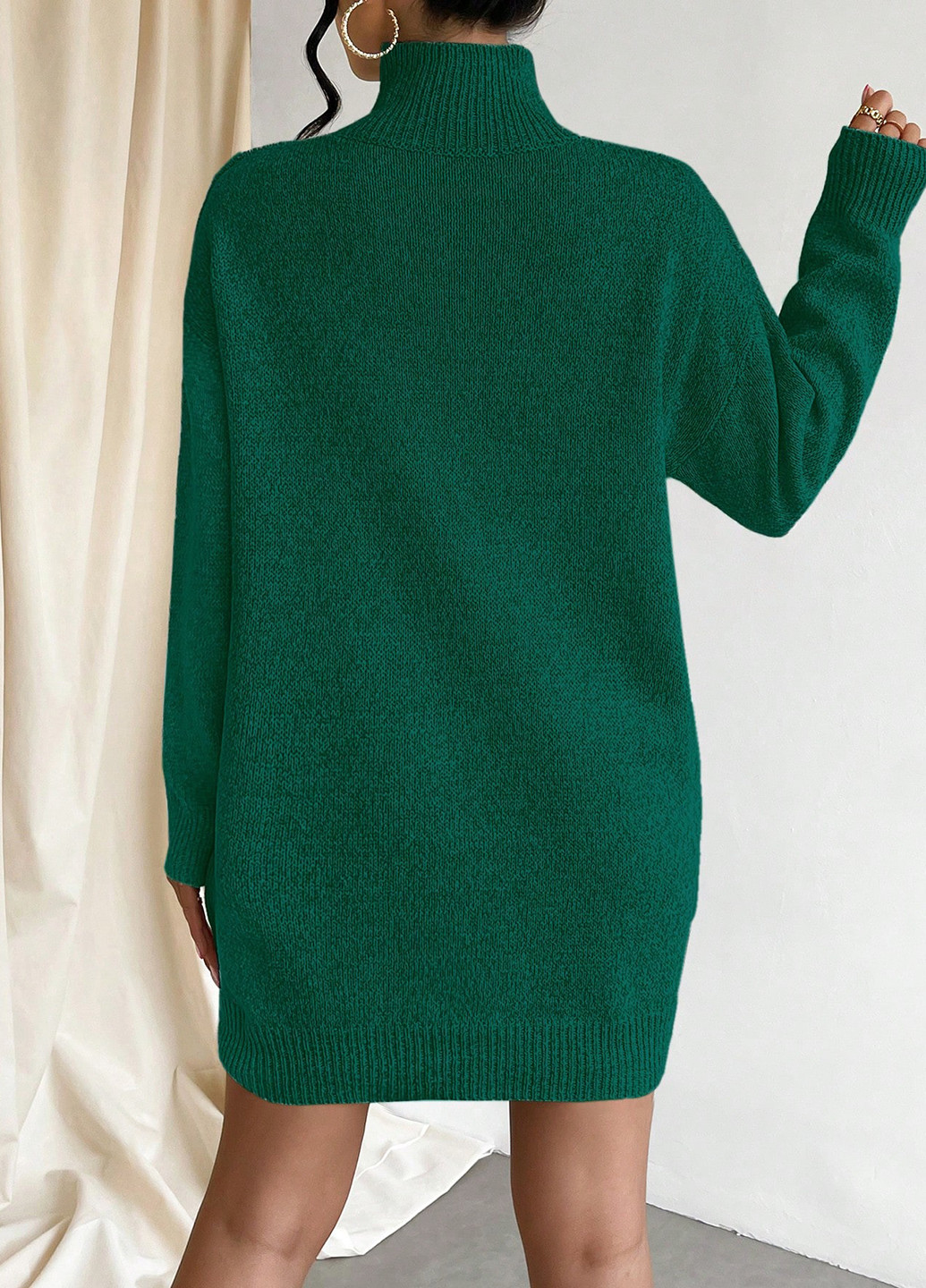 Зеленое кэжуал платье платье-свитер SHEIN однотонное
