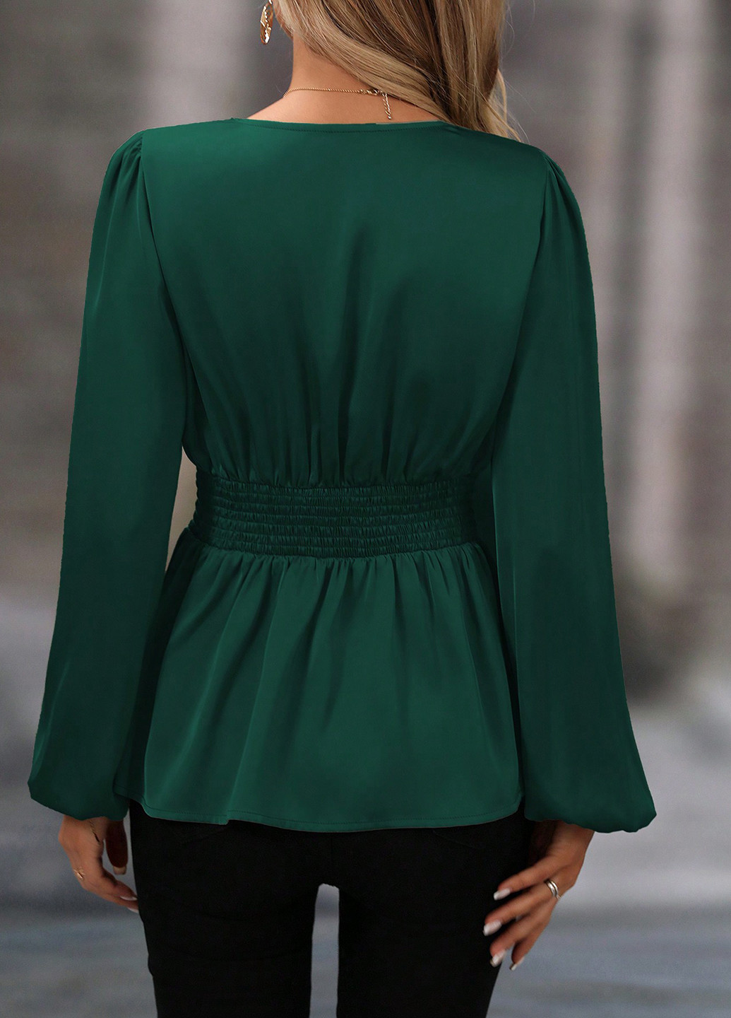 Темно-зелена блуза SHEIN