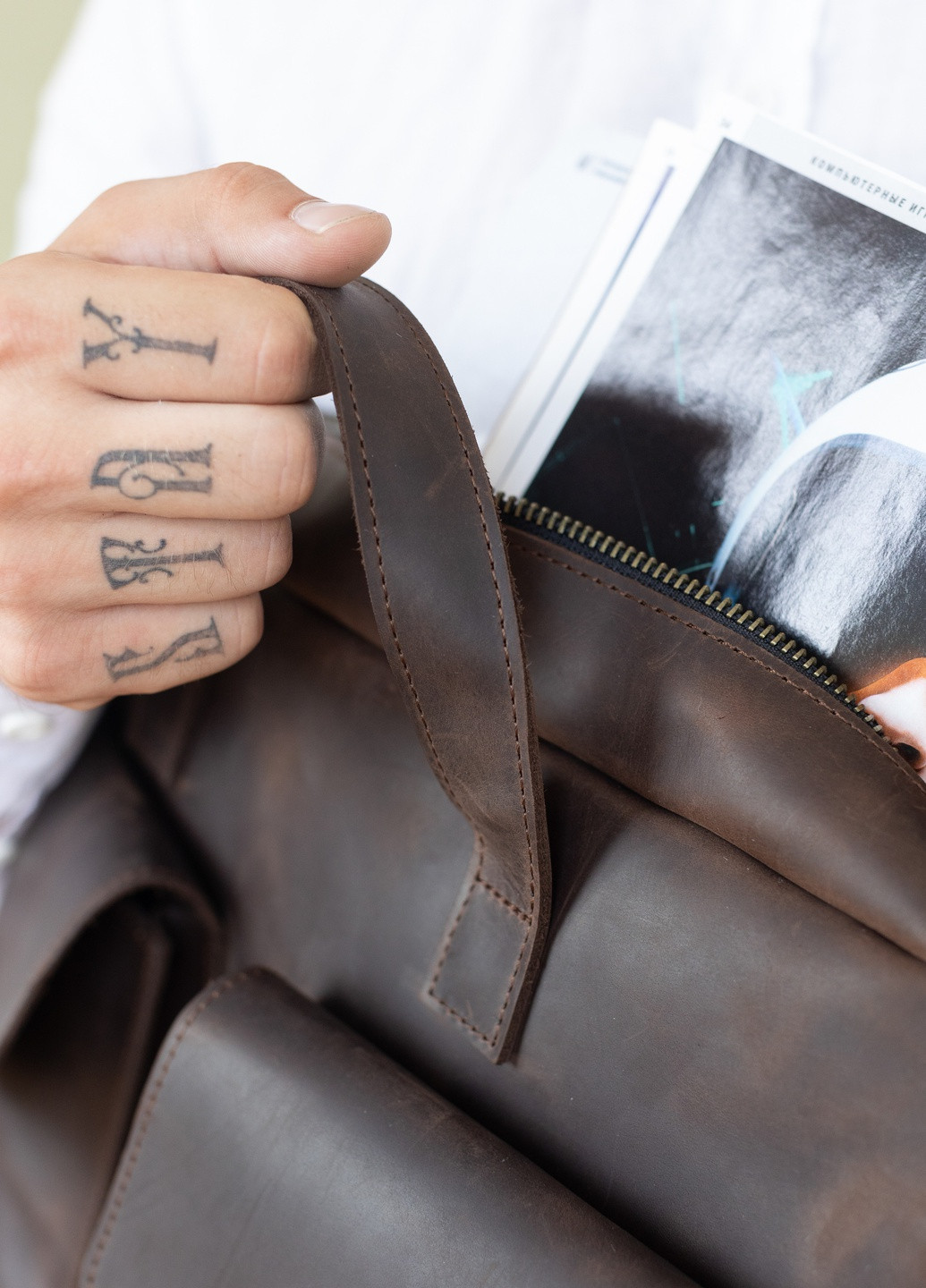 Мужская винтажная деловая сумка ручной работы из натуральной кожи синего цвета Boorbon (253449141)