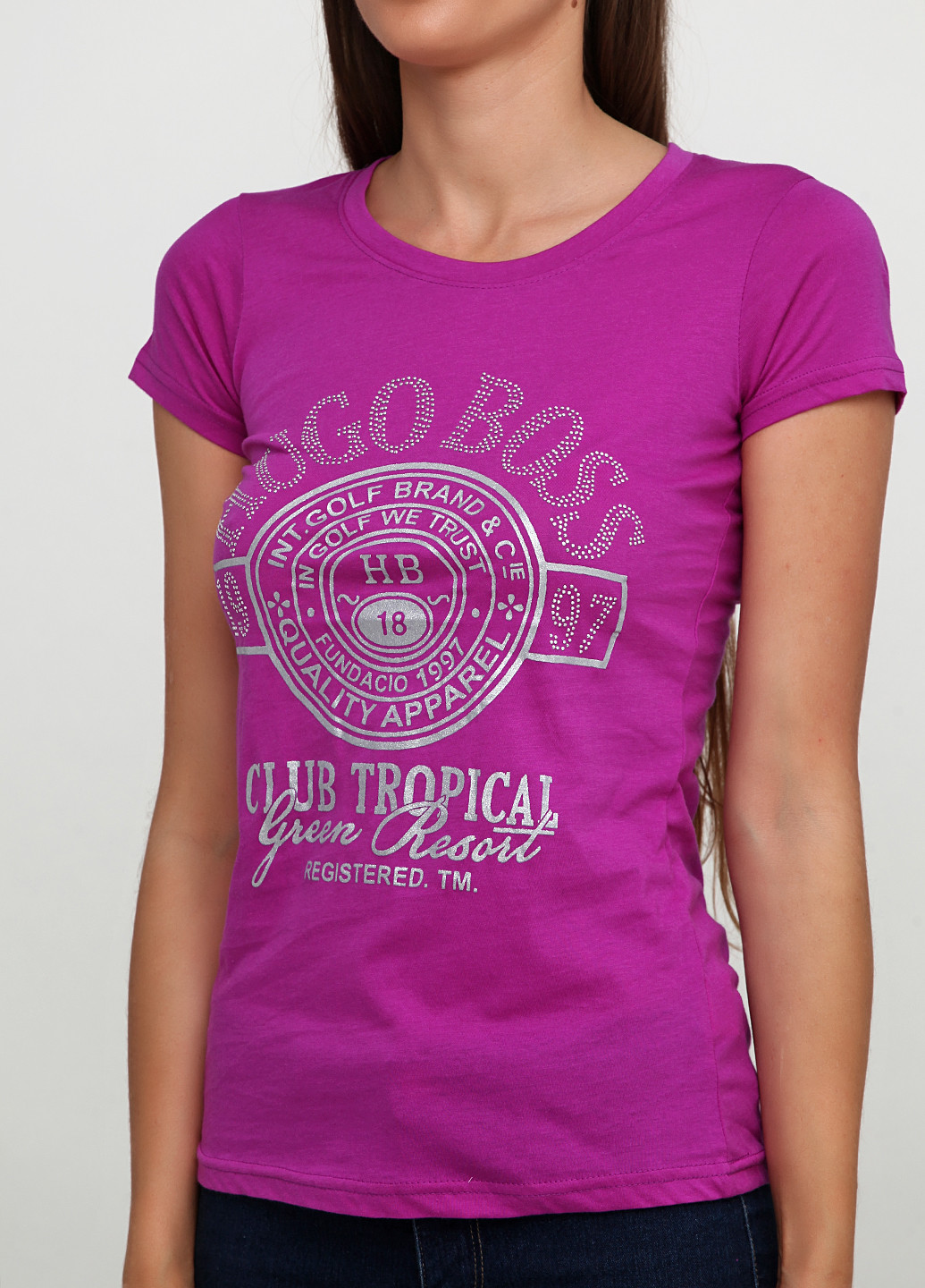 Фиолетовая летняя футболка Hugo Boss