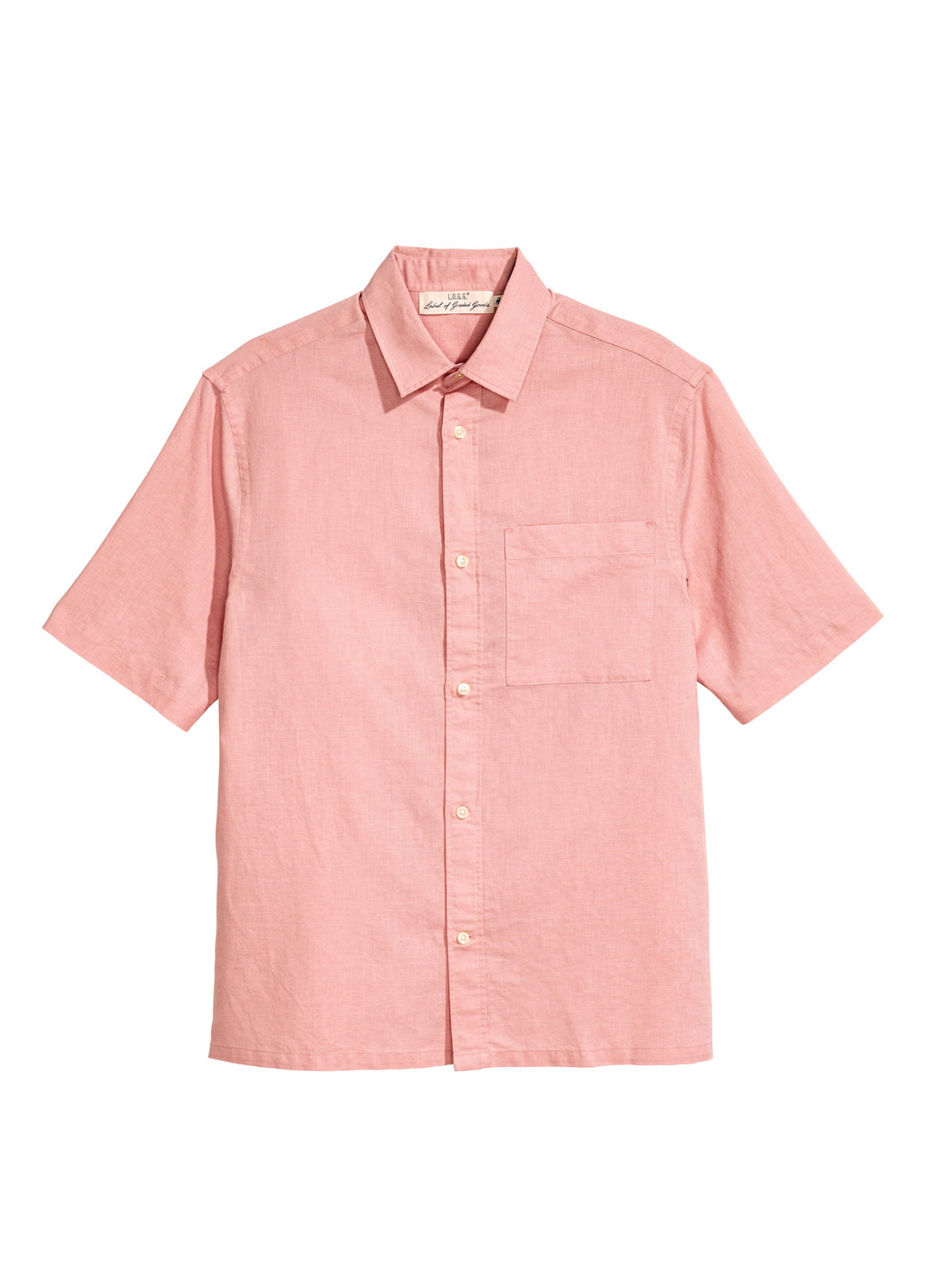 Розовая кэжуал рубашка однотонная H&M с коротким рукавом