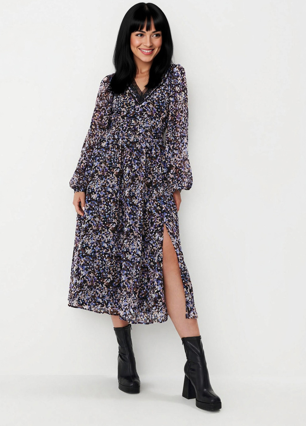 Комбинированное кэжуал платье Mohito с абстрактным узором