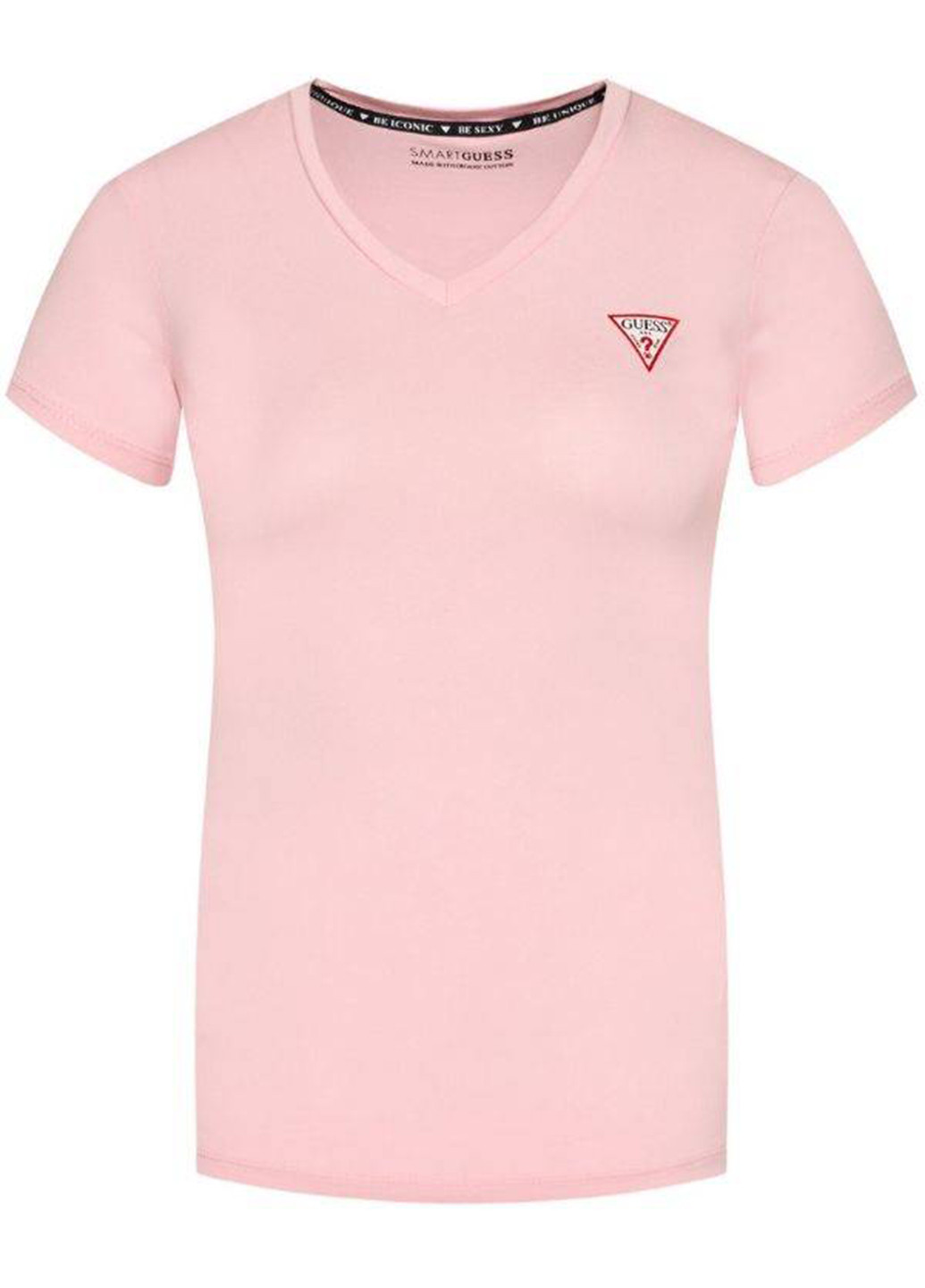 Розовая летняя футболка Guess