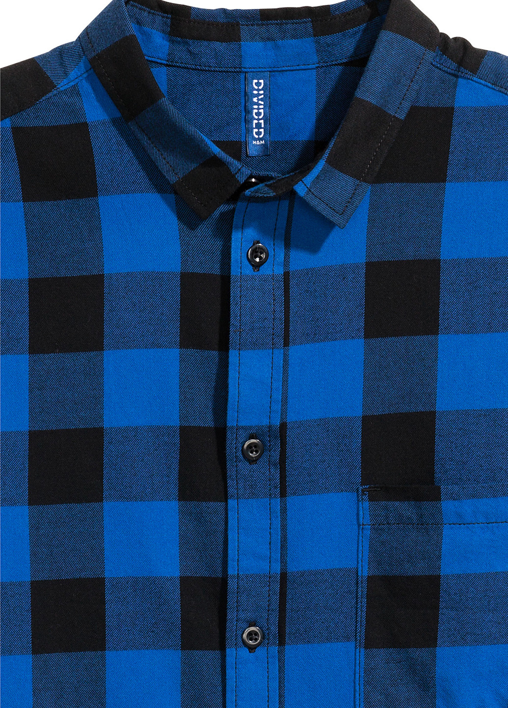 Васильковая кэжуал рубашка в клетку H&M с коротким рукавом