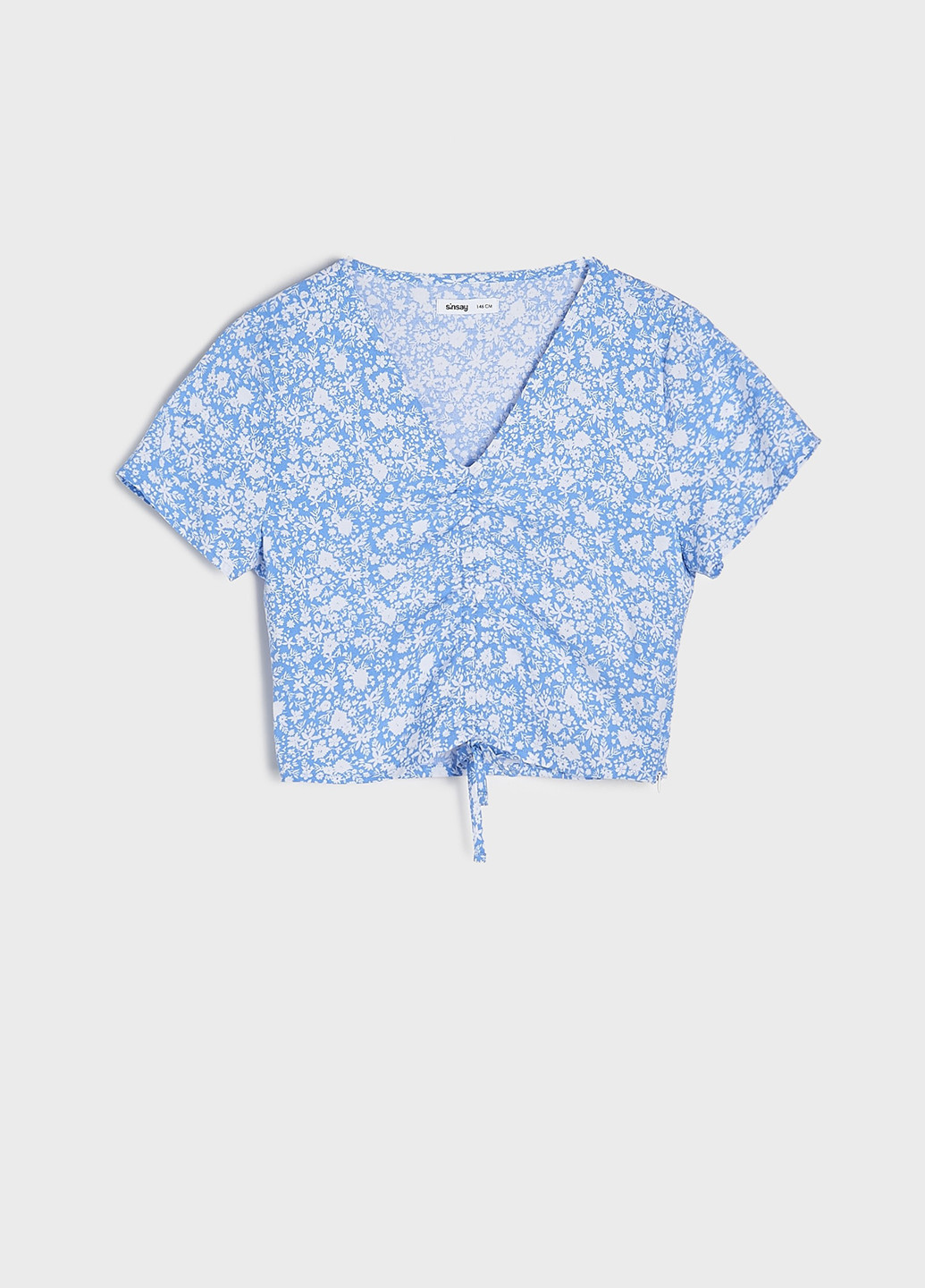 Голубая цветочной расцветки блузка Sinsay летняя