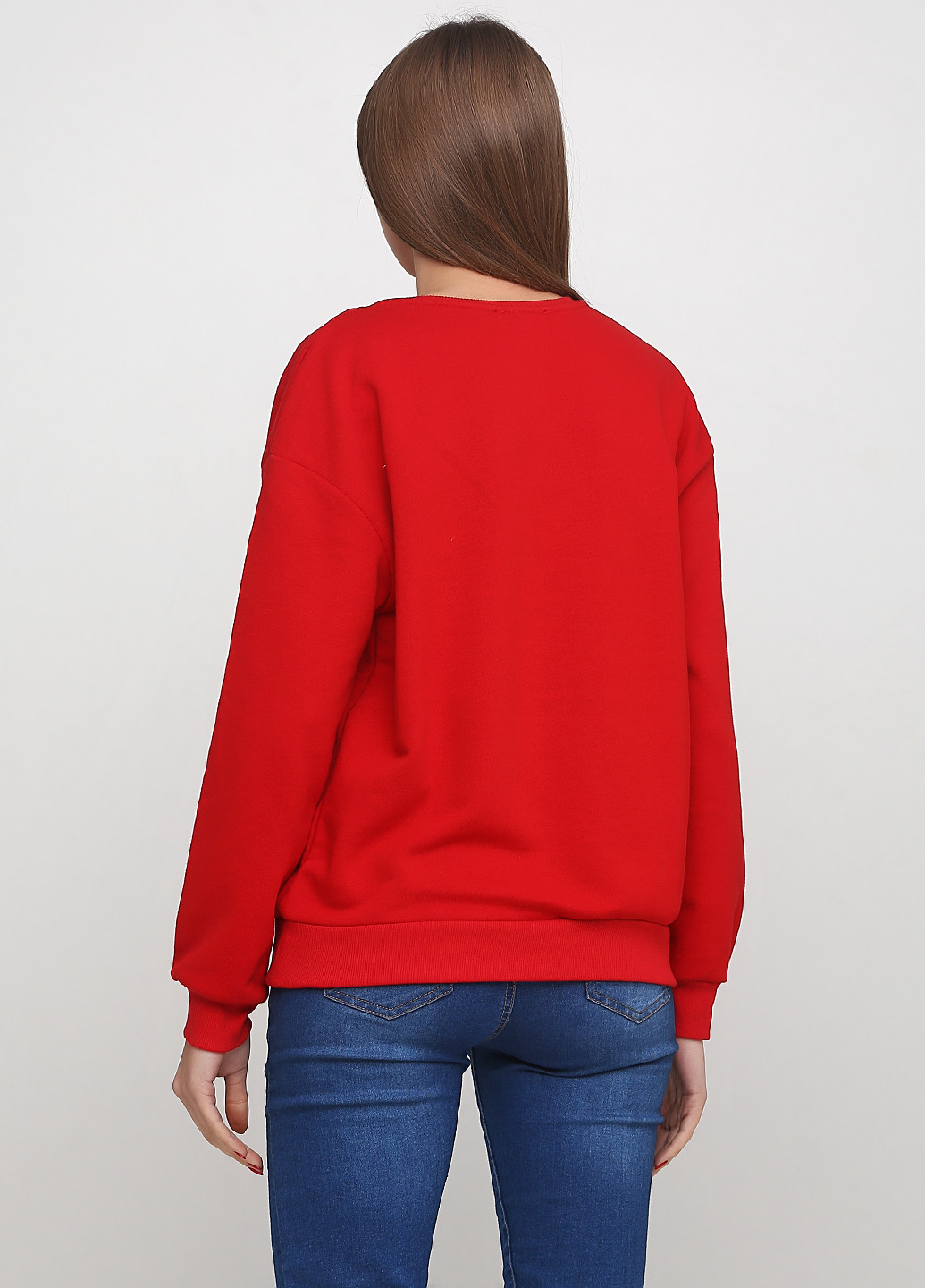Свитшот Madoc Jeans - Прямой крой однотонный красный кэжуал трикотаж - (181850083)