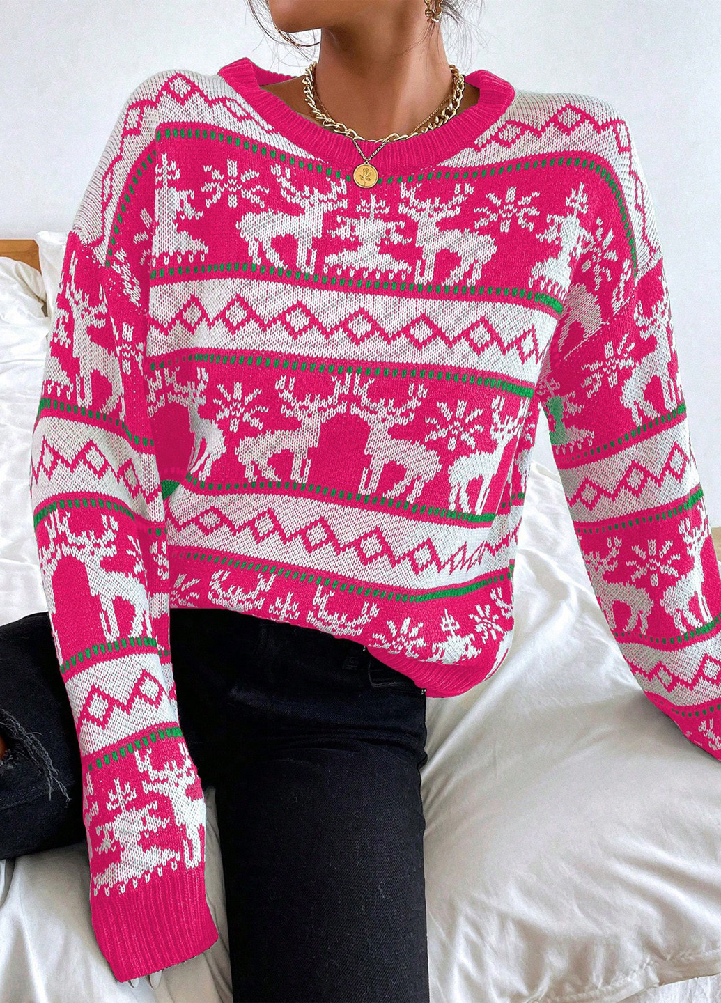 Рожевий зимовий джемпер джемпер SHEIN