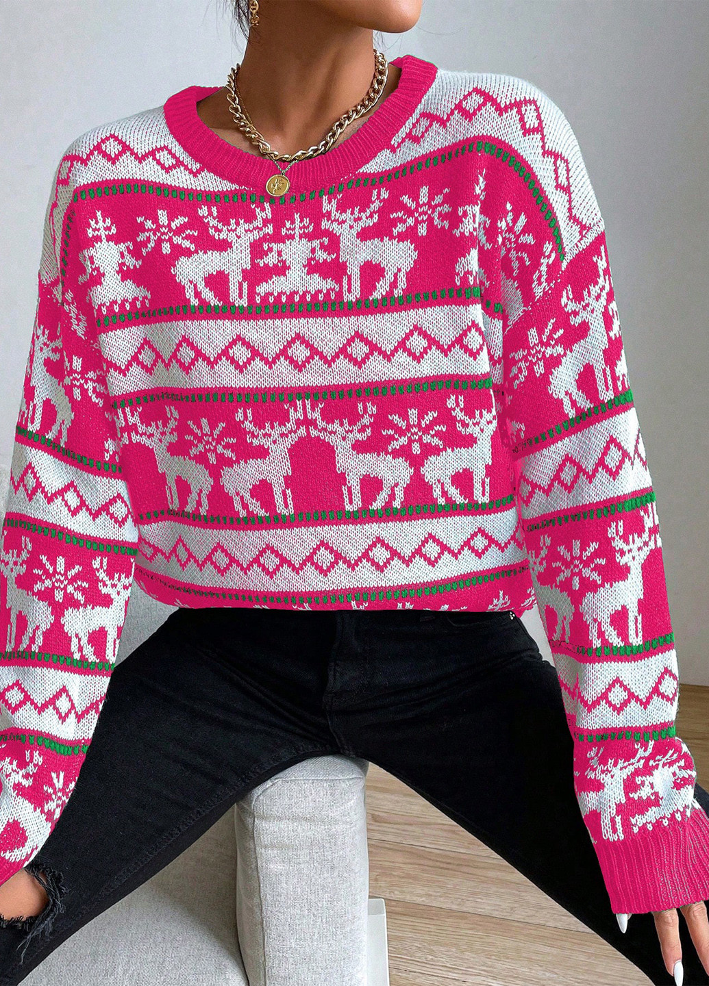 Рожевий зимовий джемпер джемпер SHEIN