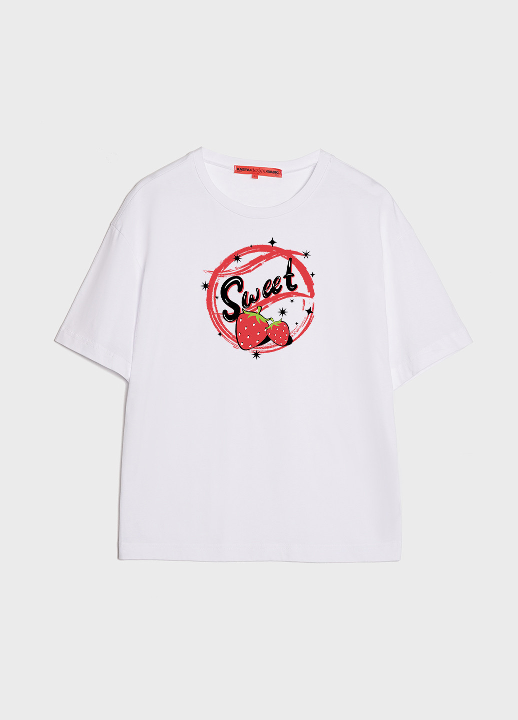 Белая летняя футболка женская оверсайз sweet KASTA design