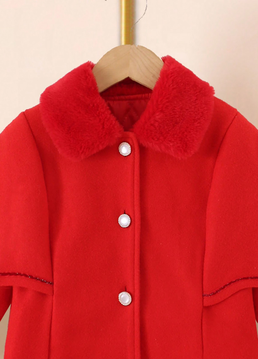 Червоне зимнє Пальто однобортне SHEIN