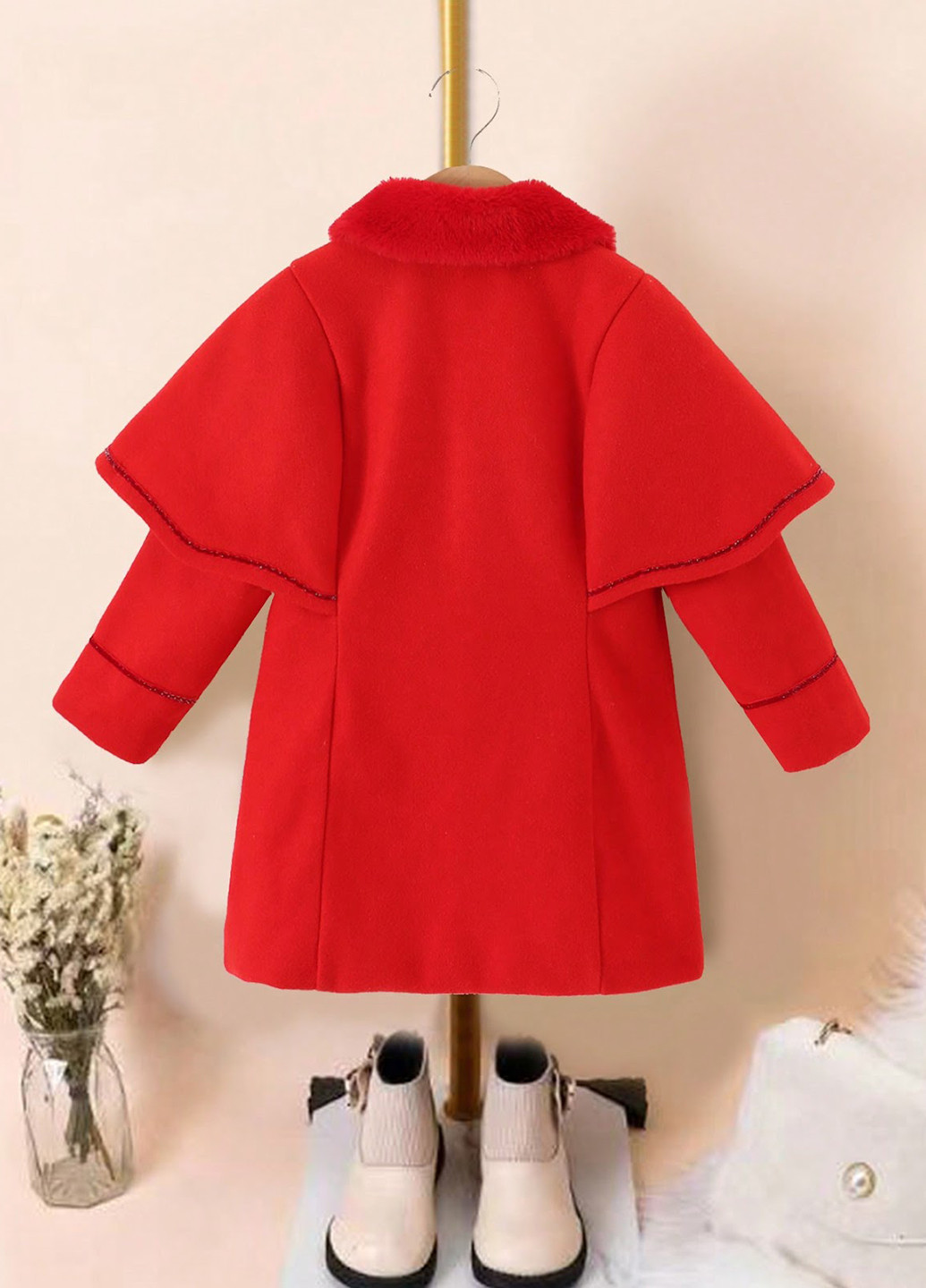 Червоне зимнє Пальто однобортне SHEIN