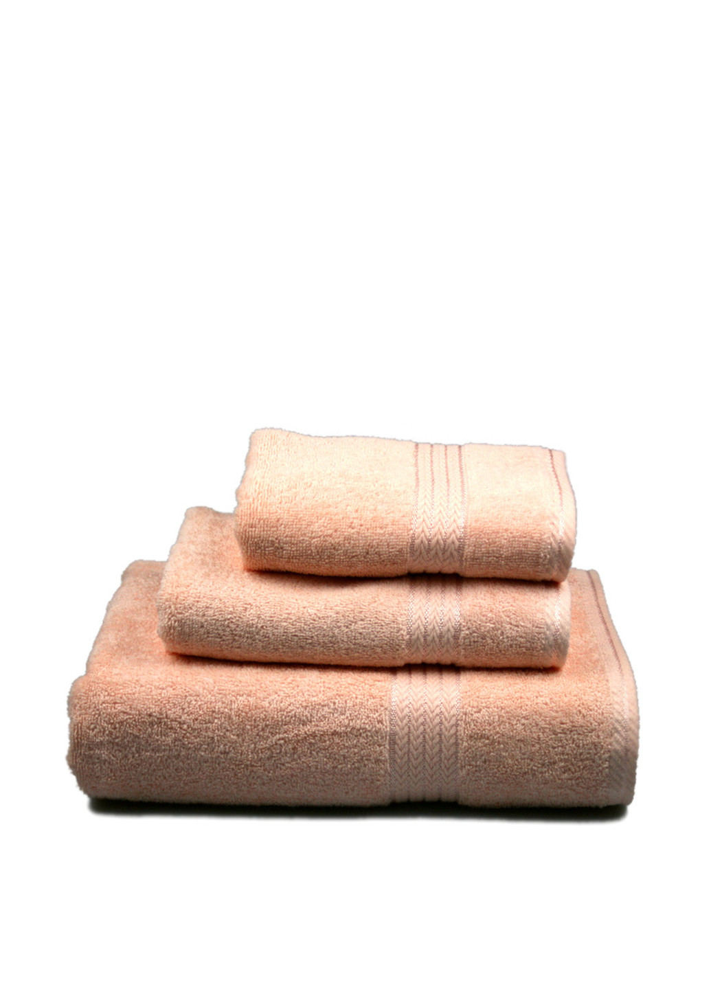 No Brand полотенце, 70х140 см однотонный персиковый производство - Пакистан