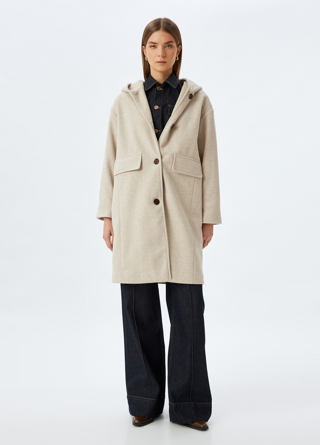 Бежевое демисезонное Пальто KOTON