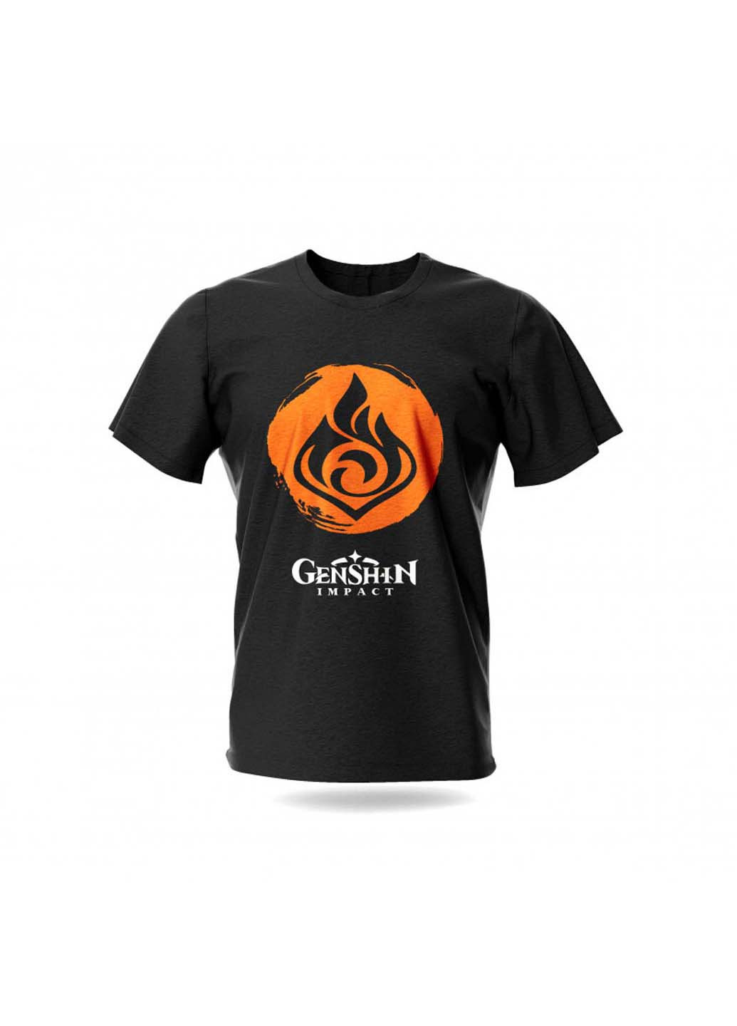 Черная футболка Fruit of the Loom Пиро Геншин Импакт - Genshin Impact