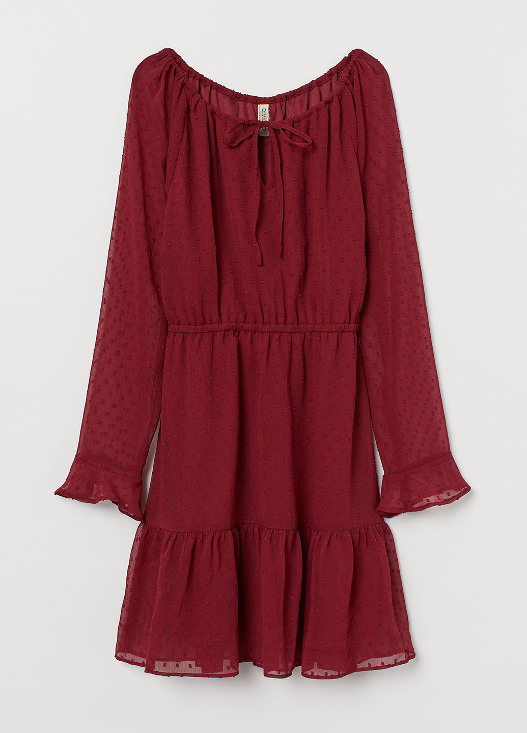 Бордовое кэжуал платье клеш H&M