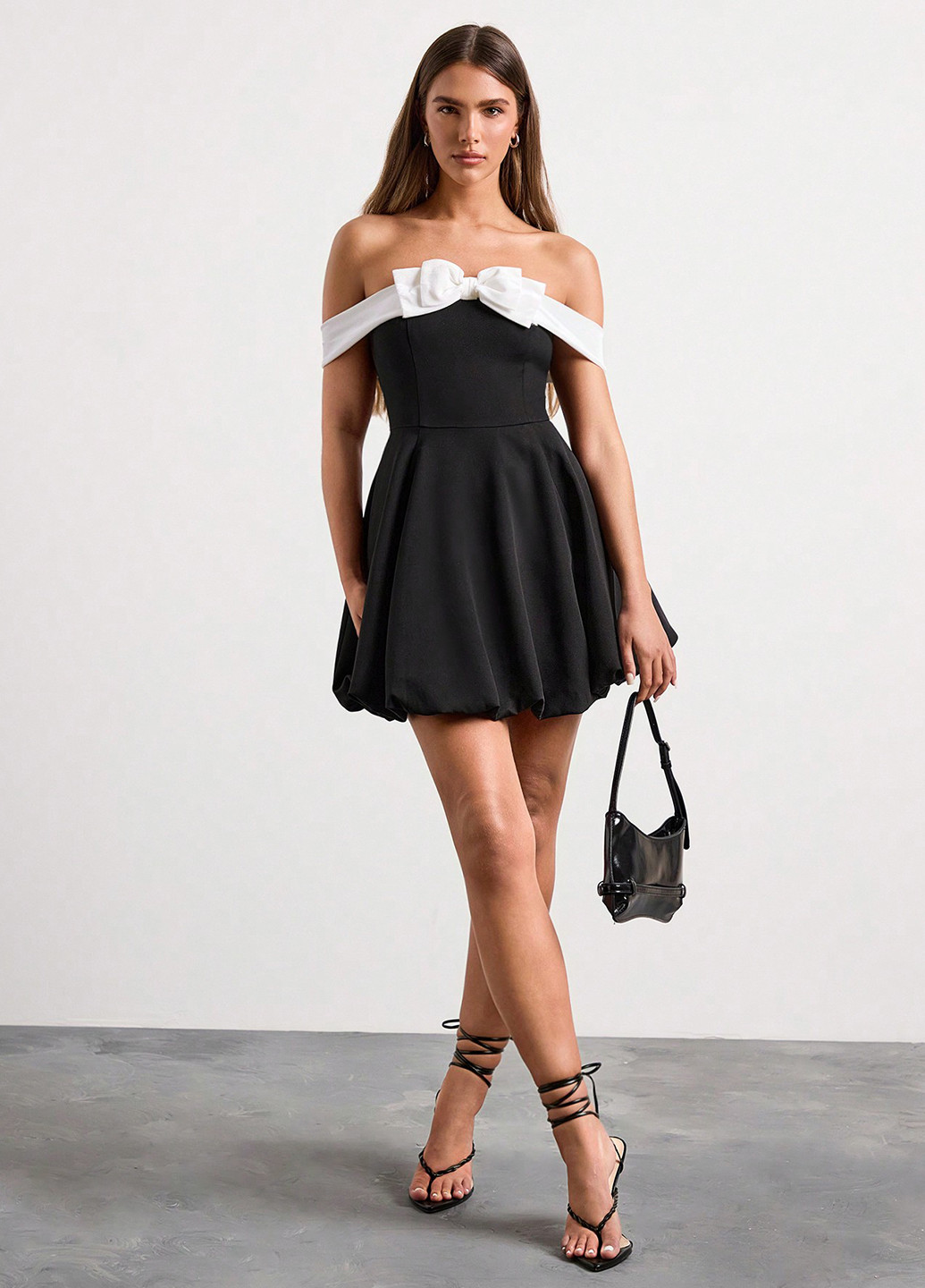 Чорна святковий, коктейльна, вечірня сукня кльош, з відкритою спиною, а-силует SHEIN однотонна