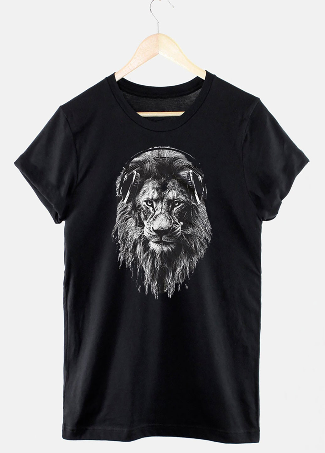 Черная футболка мужская черная лев меломан Love&Live