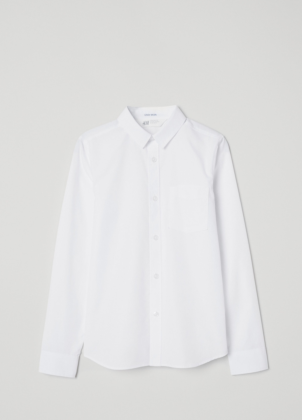 Сорочка H&M з довгим рукавом однотонна біла кежуал поліестер