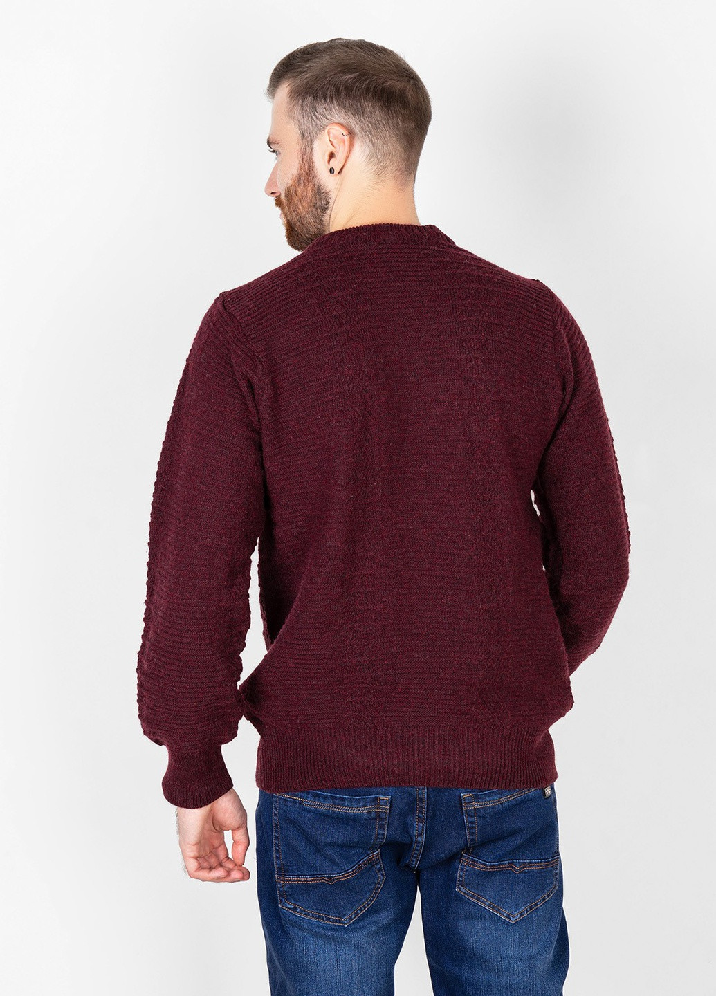 Бордовый демисезонный свитер мужской джемпер ISSA PLUS GN4-78