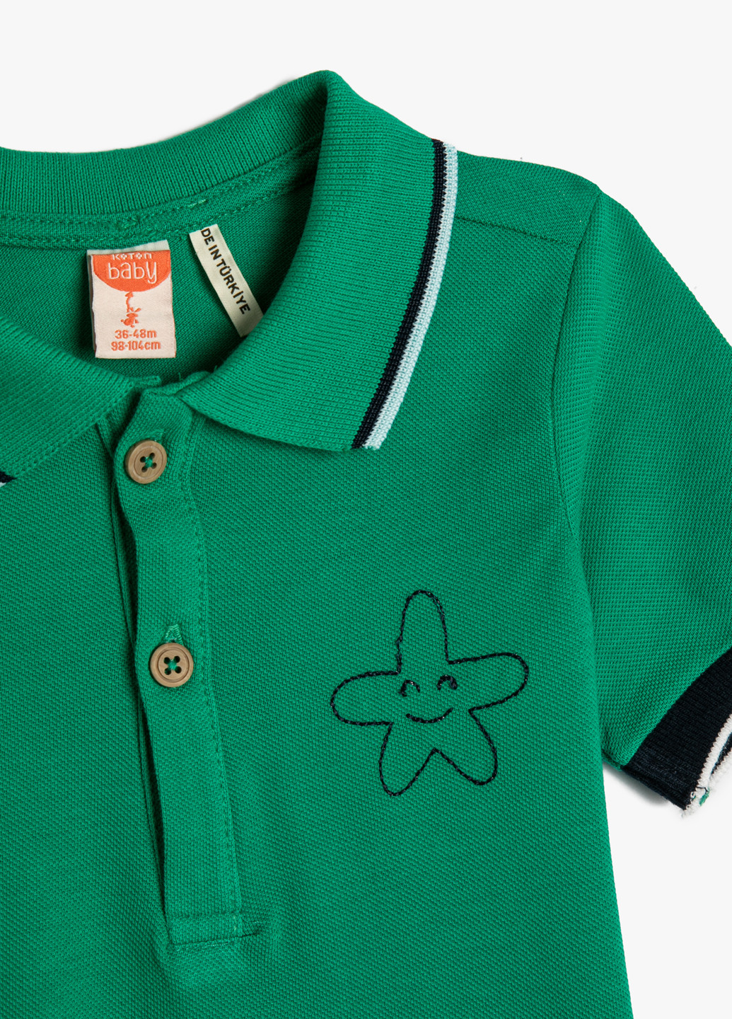 Зеленая детская футболка-поло для мальчика KOTON однотонная