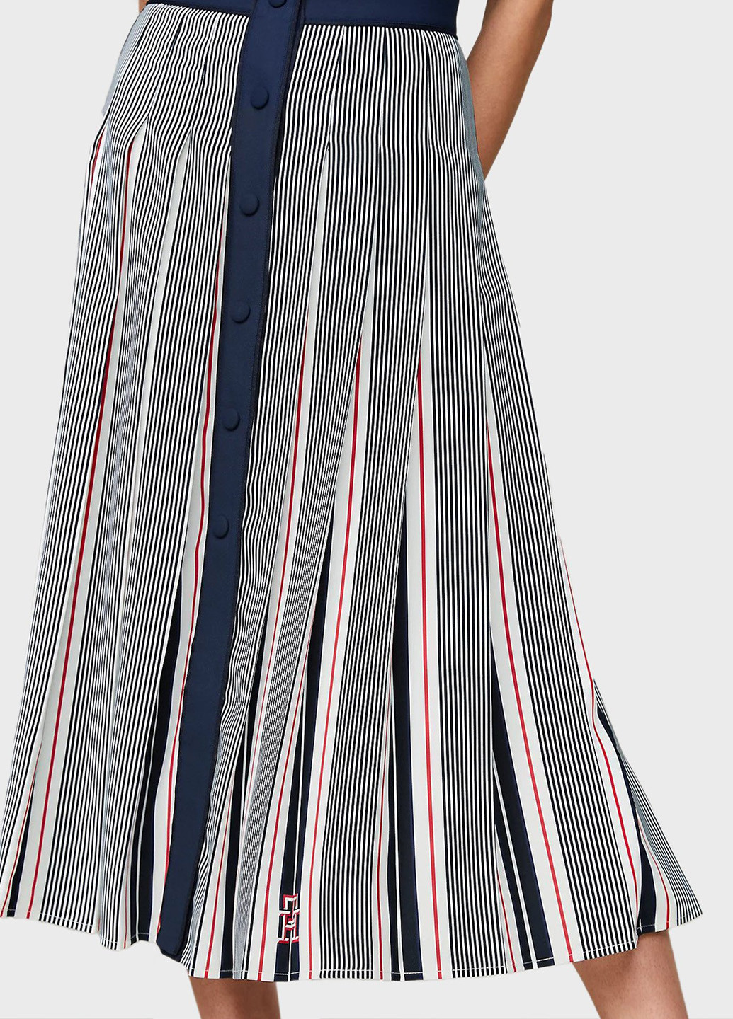 Синее кэжуал платье плиссированное Tommy Hilfiger в полоску