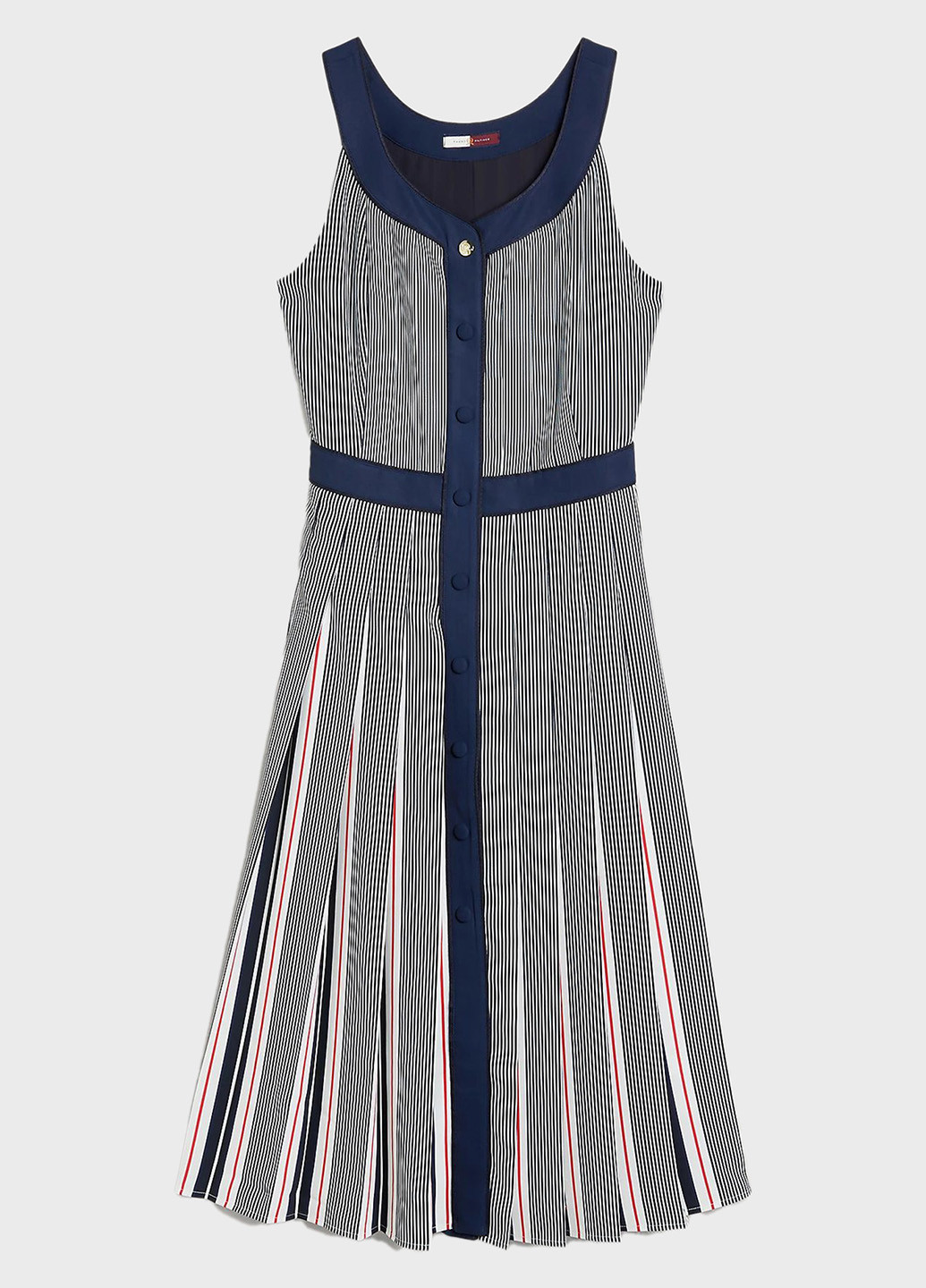 Синее кэжуал платье плиссированное Tommy Hilfiger в полоску