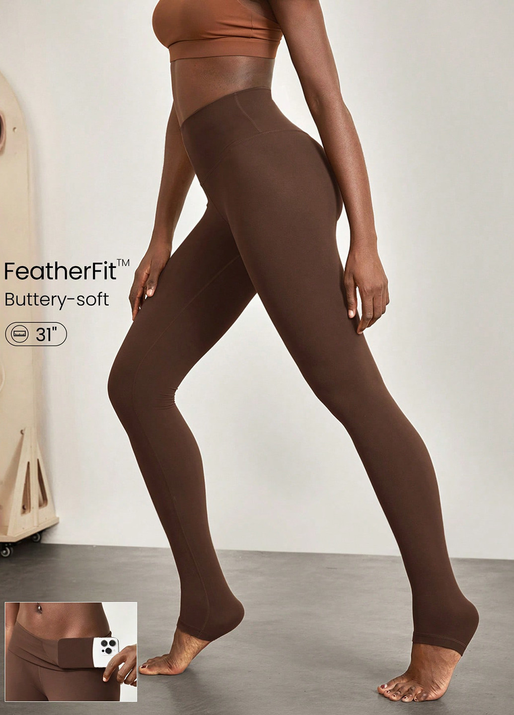 Темно-коричневые демисезонные леггинсы SHEIN