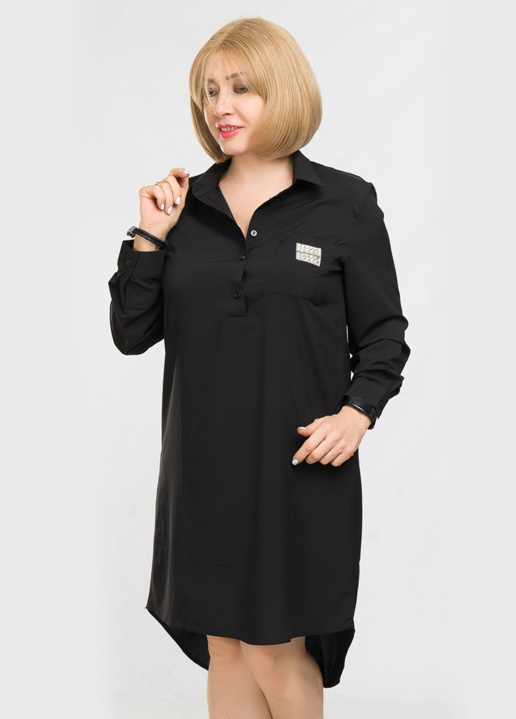 Черное кэжуал платье рубашка LibeAmore однотонное
