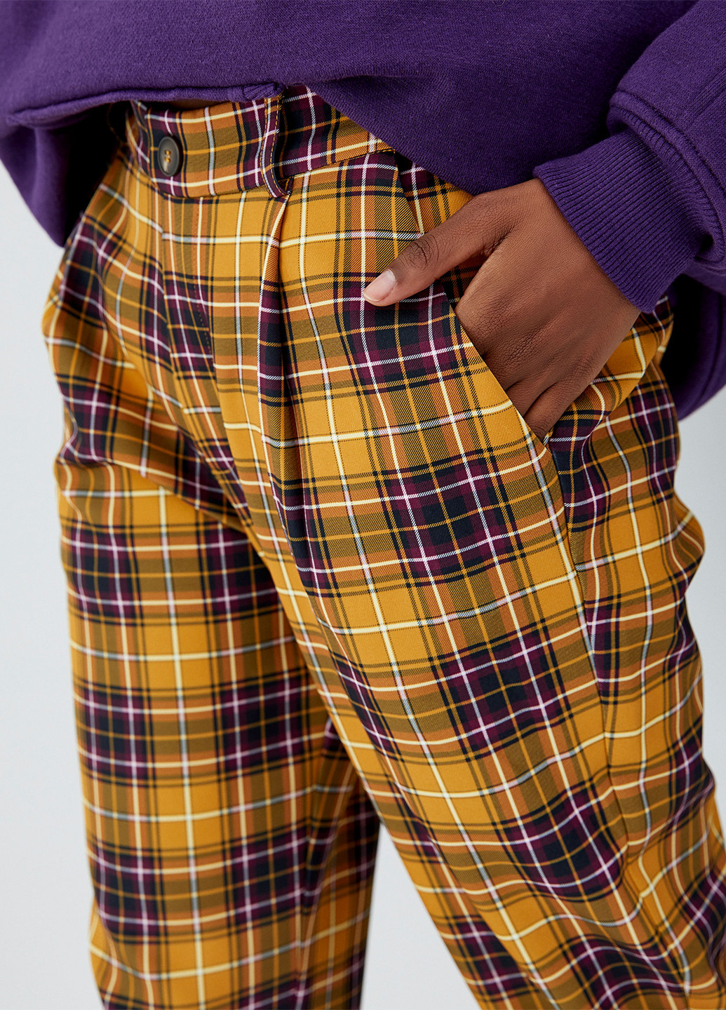 Горчичные кэжуал демисезонные прямые, укороченные брюки Pull & Bear