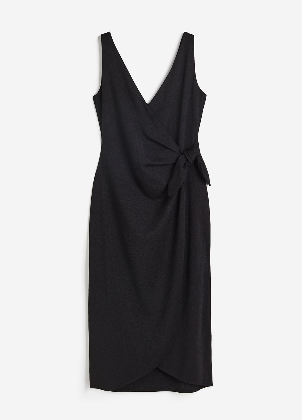 Черное кэжуал платье на запах H&M однотонное