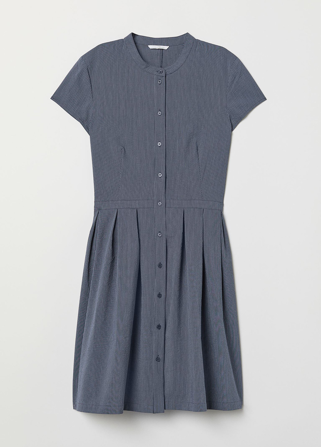 Темно-синее кэжуал платье колокол H&M в полоску