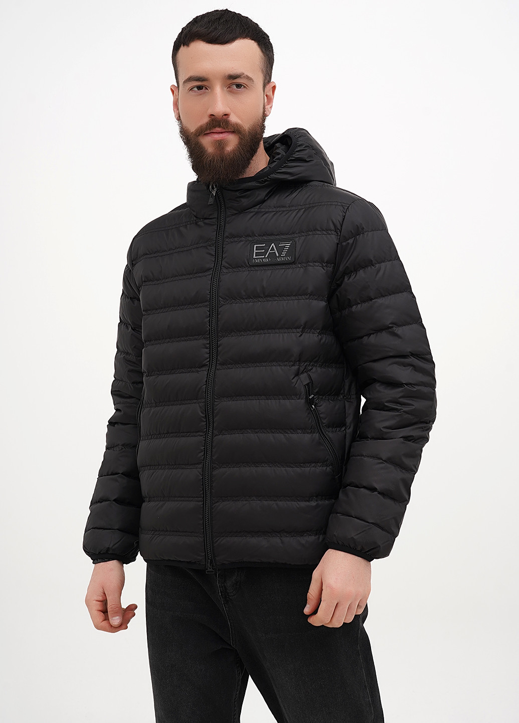 Черный демисезонный Пуховик Emporio Armani EA7