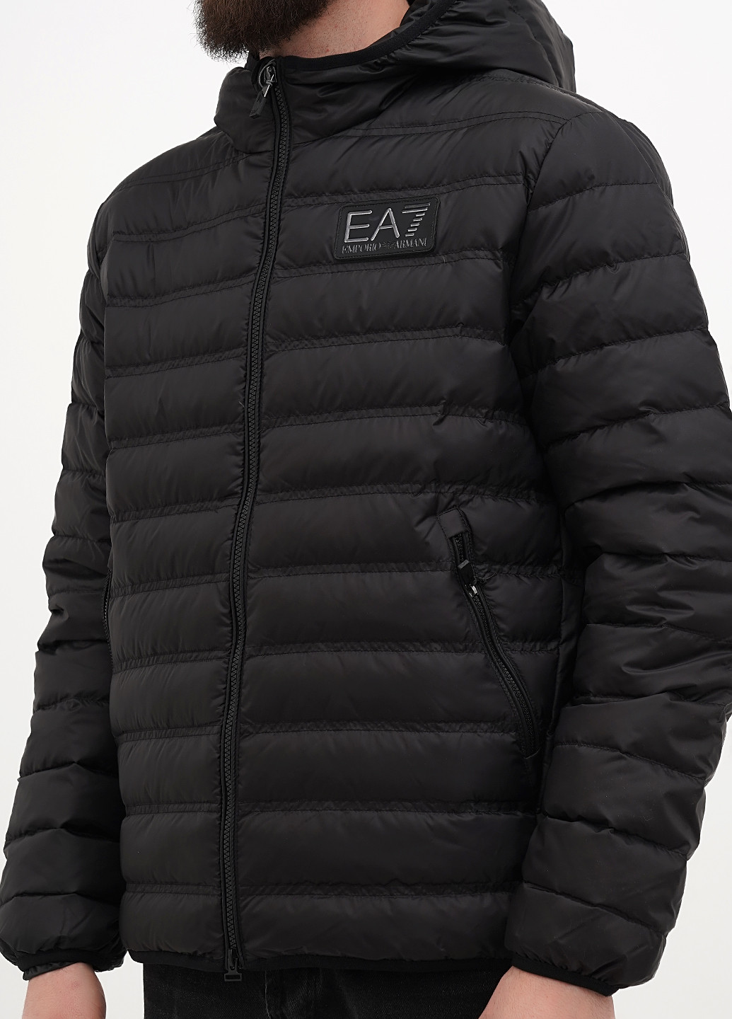 Черный демисезонный Пуховик Emporio Armani EA7