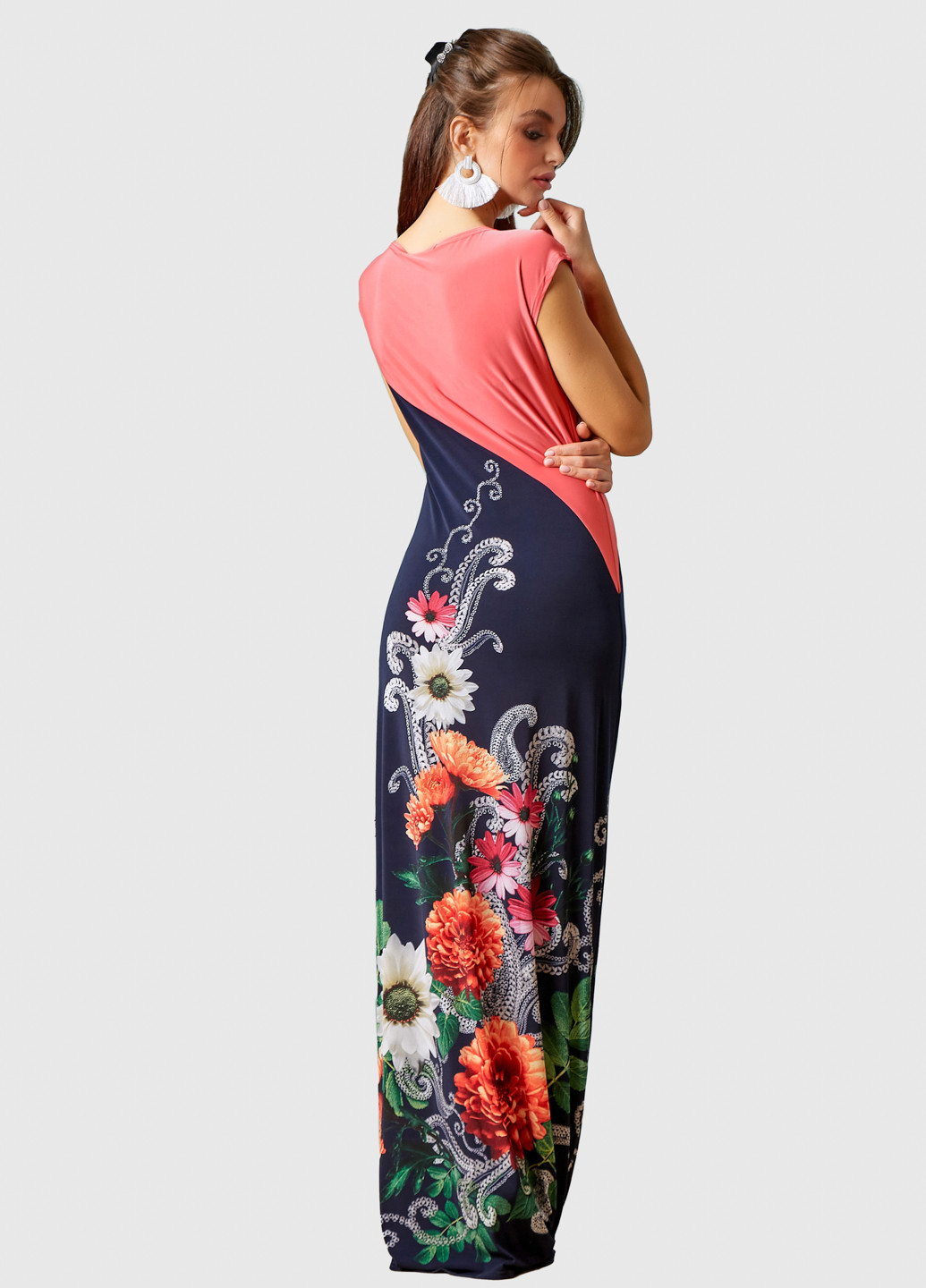 Темно-синее кэжуал платье футляр ST-Seventeen с цветочным принтом