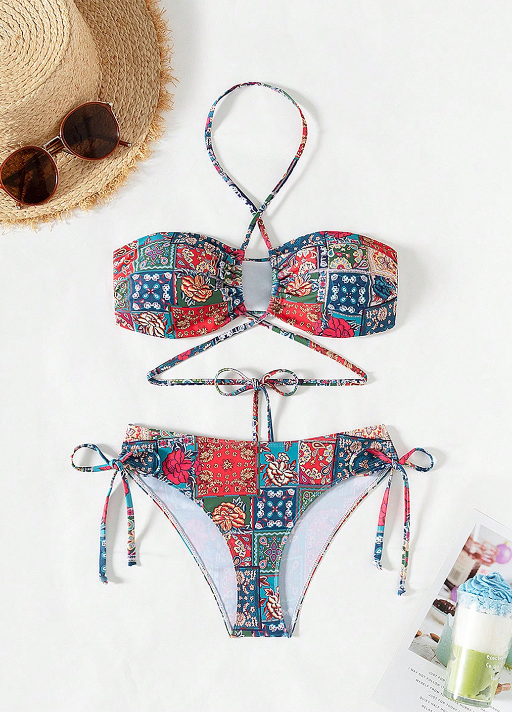 Синій літній купальник (ліф, трусики) бікіні, роздільний SHEIN