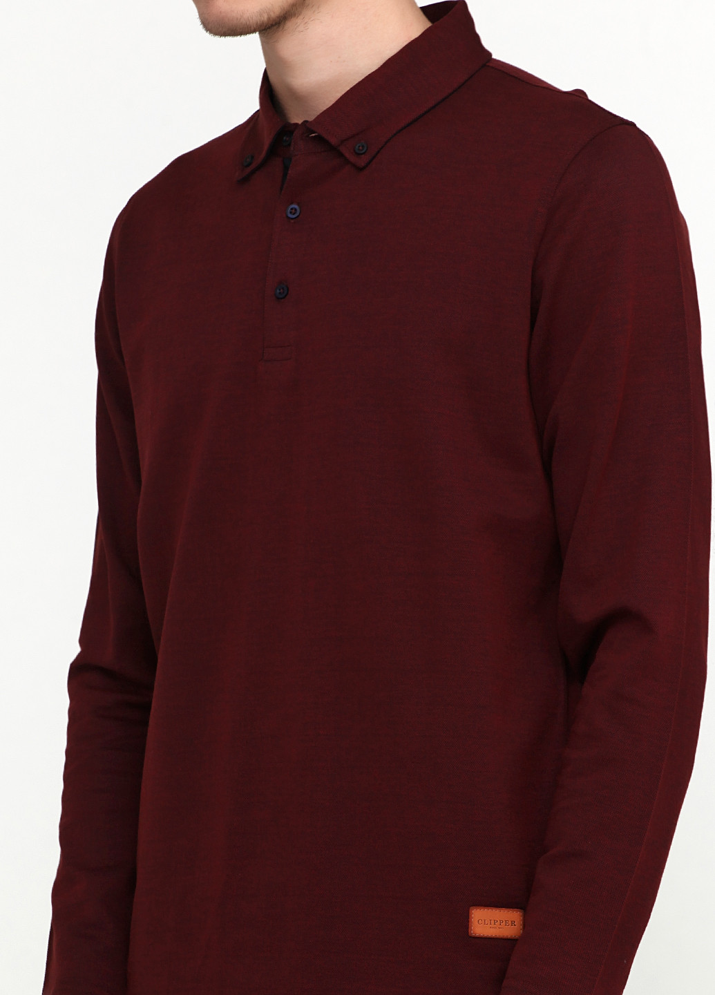 Бордовая футболка-поло для мужчин Clipper однотонная