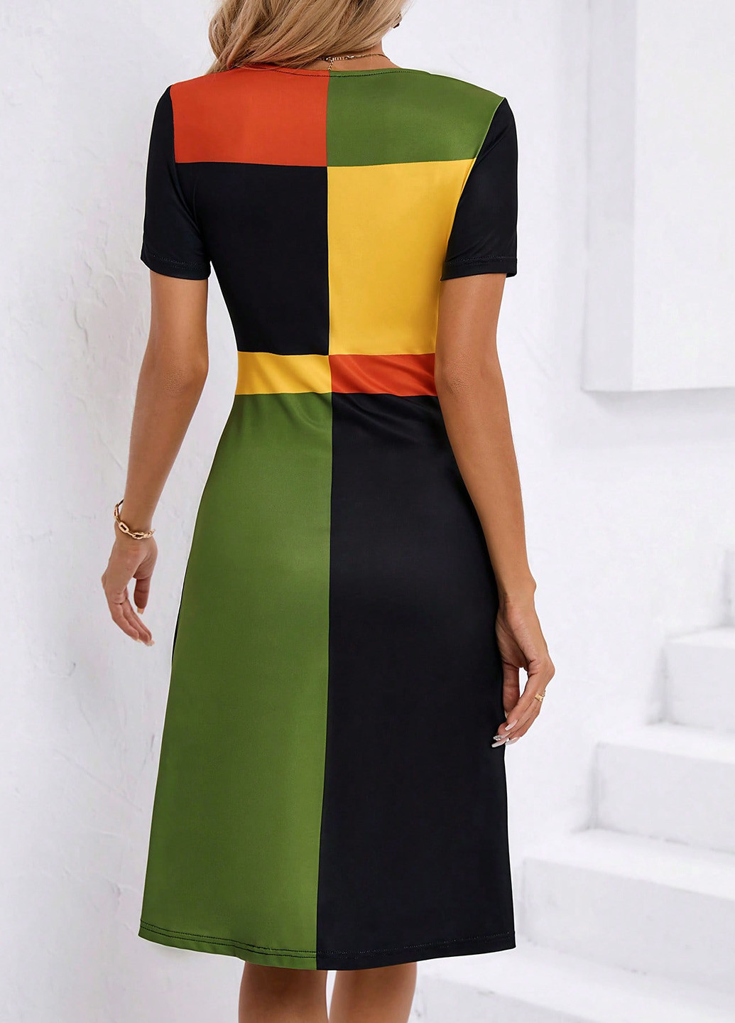 Комбінована кежуал сукня а-силует SHEIN колор блок