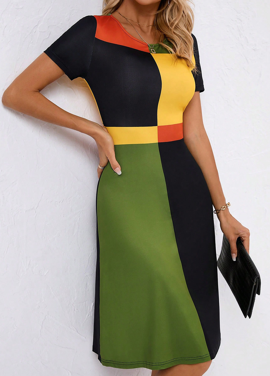 Комбінована кежуал сукня а-силует SHEIN колор блок