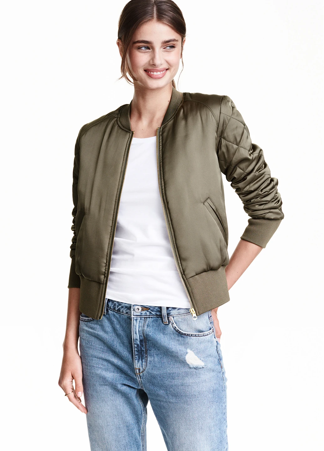 Бомбер,темно-зелений, Divided H&M (245771483)