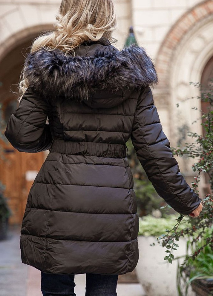 Черная зимняя пальто женское черное AAA