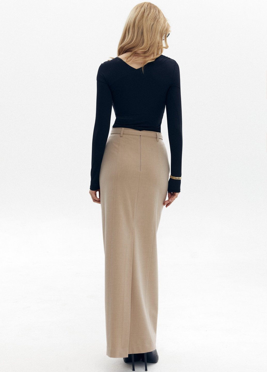 Бежевая кэжуал однотонная юбка Gepur а-силуэта (трапеция)